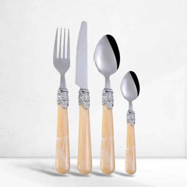 Ensemble 24 Couverts inoxydable Main Beige