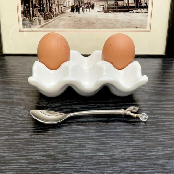 Set de 2 Bote œufs de rangement empilable en porcelaine