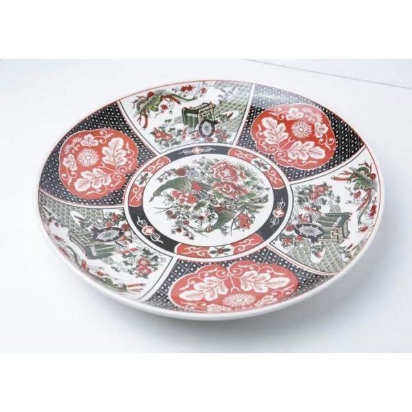 Plat porcelaine imprimé model taous 36cm Assiette de service Plat de service Plats froids Assiette plate en céramique en relief de 36 cm Grande assiette ronde Assiette occidentale Assiette à  dà®ner