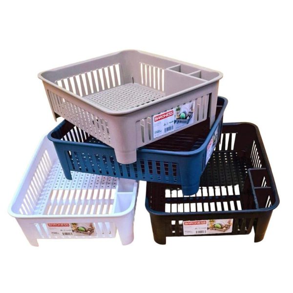 Égouttoir à vaisselle rectangulaire avec porte-couverts, égouttoir à vaisselle égouttoir pour cuisine,couleurs aléatoires marque BARONES 41,5CM/32CM/12CM