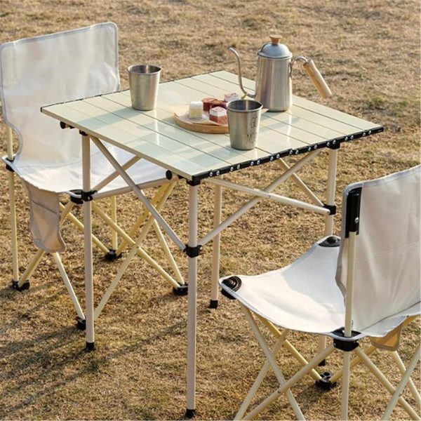 Table de camping pliable polyvalente (53x51x50 cm) couleur beige