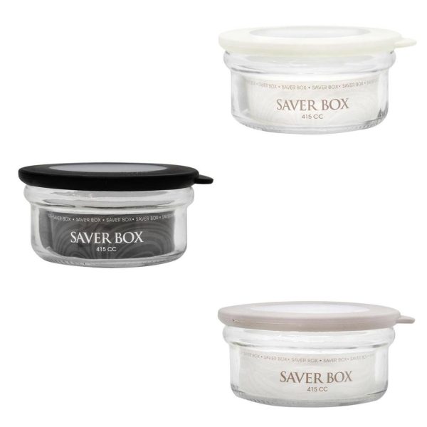 Set 3 Boites en verre avec couvercle silicone et couleur aleatoires 415cc