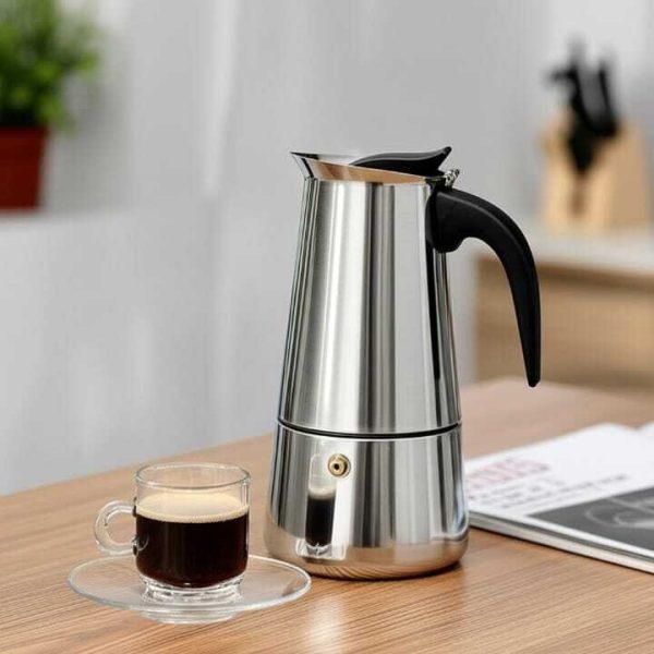 Cafetière à café en acier inoxydable  6 tasses – 500ml – Design moderne avec poignée isolée