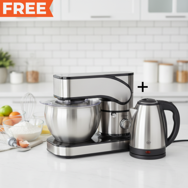 Robot Pétrin Inox 7L Digital 1500W – 12 Vitesses & Minuterie + Bouilloire Électrique Inox 3L 1500W Gratuit  – Offre Limitée