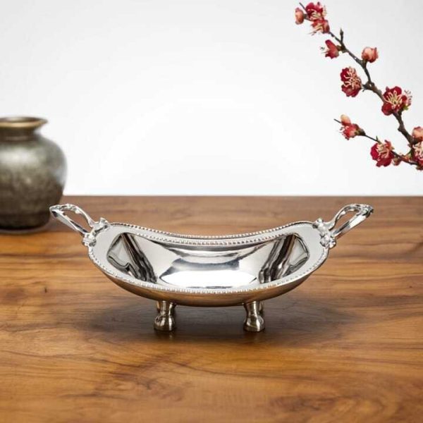 Coupe feda argenté à forme incurvée – Élégance classique- 25/15 cm