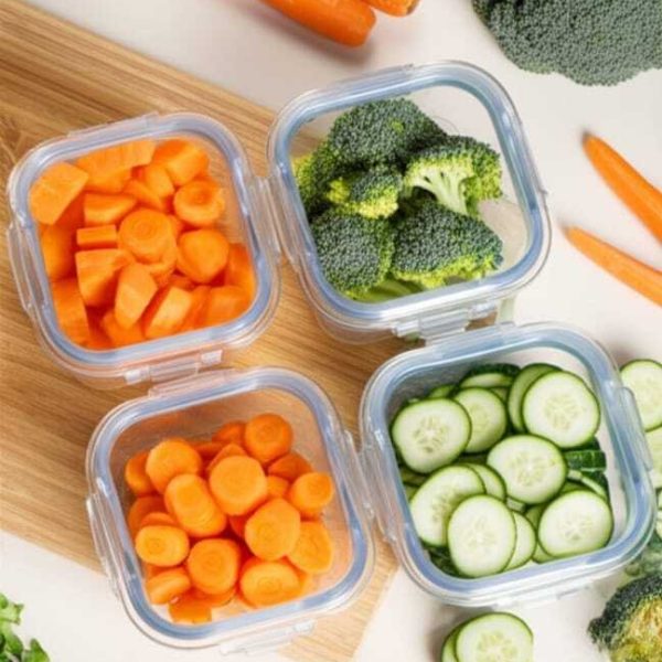 Lot de 4 boîtes  en verre hermétiques model carre – 250 ML chacun