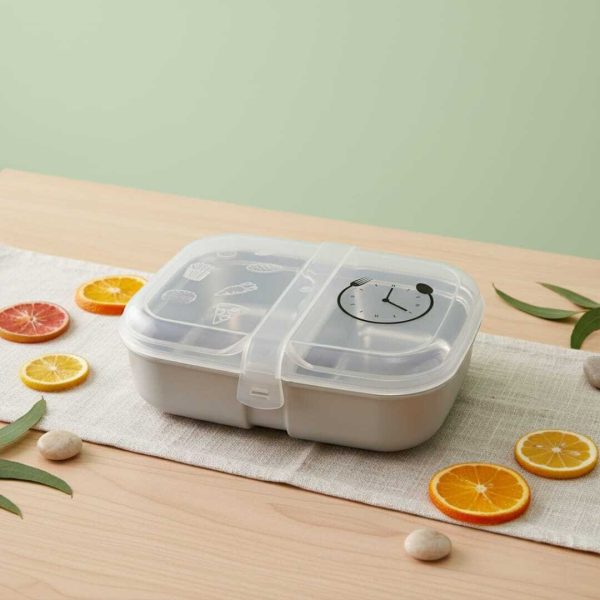 Lunch box à deux compartiments on inox -couverts en plastique alimentaire-boite à sauce -Idéal école crèche & université