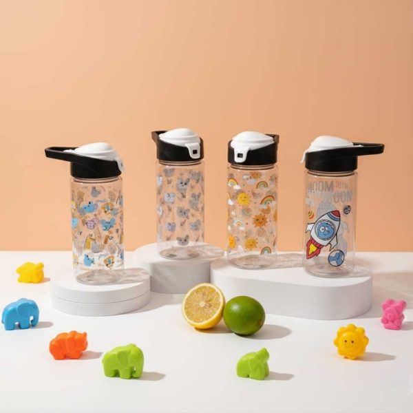 Bouteille d'eau pour Enfants -500ml -sans BPA -Gourde Enfant avec Paille, Bouteille d'eau étanche pour Garçon Fille, Gourde avec Paille pour l'eau, Lait, Milkshake, Jus, Boisson, Café, Soupe/motifs aléatoires