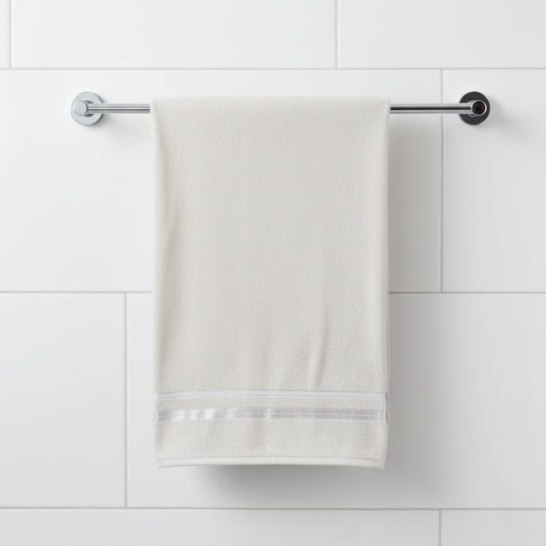 Serviette de toilette en coton uni doux et absorbant blanc cassé 50cm/90cm