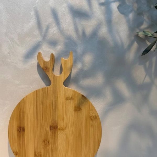 Planche de Présentation en Bambou Naturel Forme Cerf - Plateau à Fromage et Charcuterie Design - Planche à Découper Décorative pour Cuisine et Apéritif-37cm/28cm
