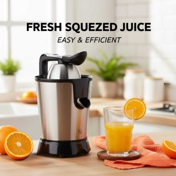 Presse agrume inox Électrique Bras levier– extracteur de jus -Presse-Citron et Orange Haute Performance 350 W – Collection Ayahome