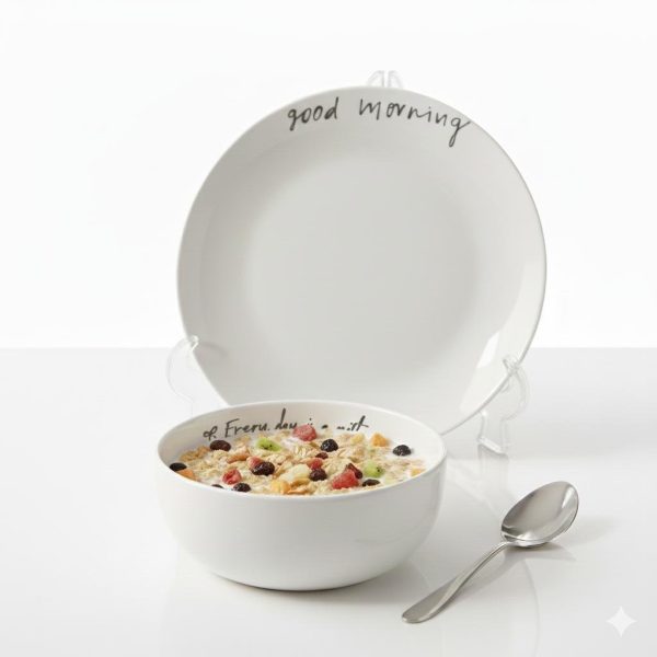 Set a soupe ou petit dej–  1 Bol 13 cm & Assiette 19cm en Céramique – Collection Ayahome
