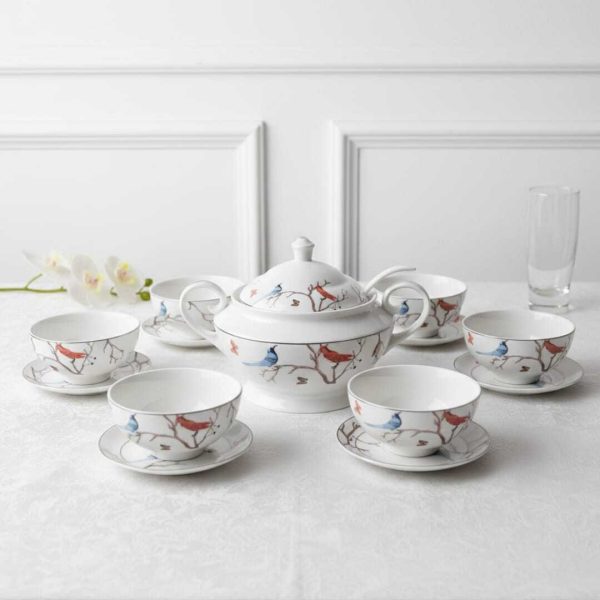Service à Soupe 15 pièces Prestige – Porcelaine Fine & couleurs-AYA HOME-Compatible lave vaisselle-Soupiere-6 bols et louche