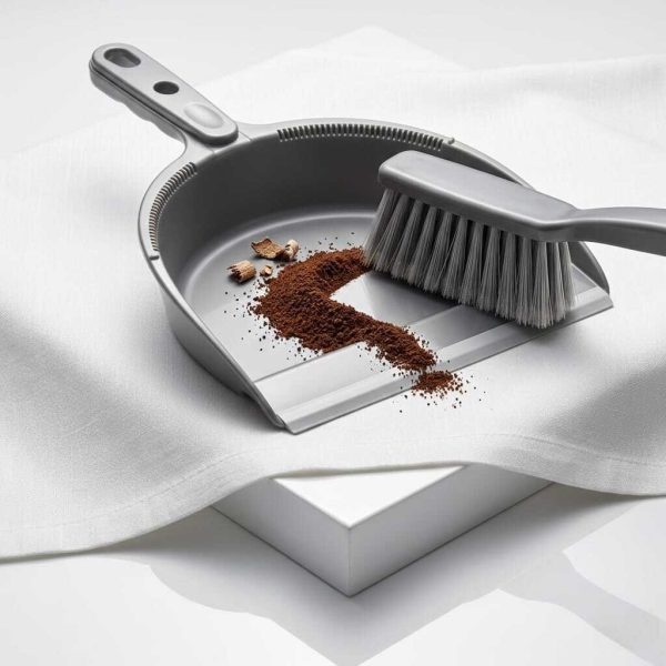 Kit de Nettoyage de Précision - Ensemble Pelle et Balayette Ergonomique avec Bord Dentelé - Gris Anthracite