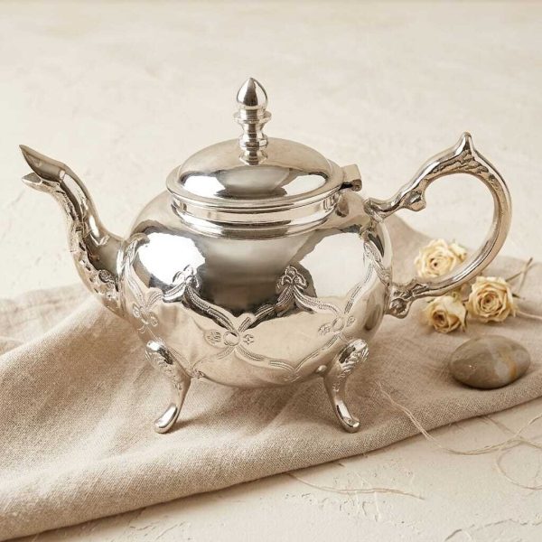 Théière de Prestige en Bronze Rhodié Argent 1 L -fait main-collection Aya Home-bronze nickelé résistant-entretien facile