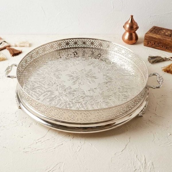 Plateau "Senia" traditionnelle en bronze Rodié argent haute qualité –45 cm